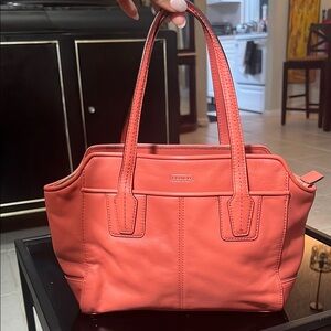 Coach Pink / Coral Leather Shoulder Bag
